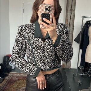 vintage 90’w Leopard Print Cropped Jacket